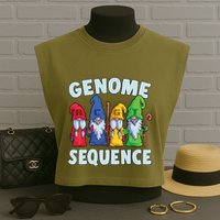 Genome Sequence Funny Gnome Biology Physics Science Pun Garment-Dyed Women's Muscle Tee