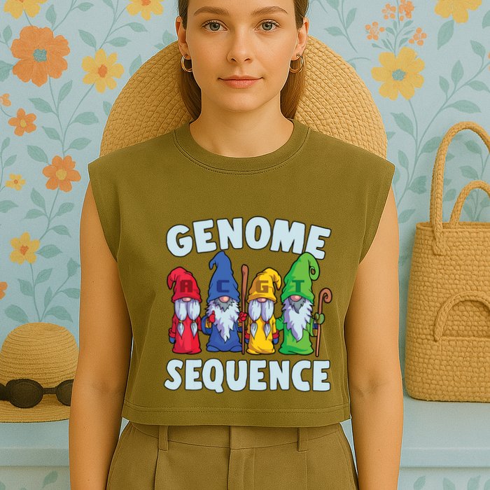 Genome Sequence Funny Gnome Biology Physics Science Pun Garment-Dyed Women's Muscle Tee