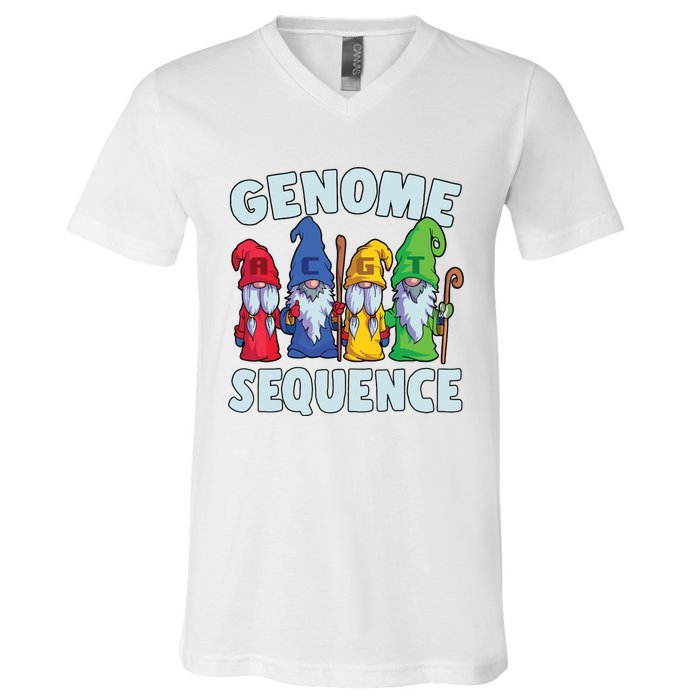 Genome Sequence Funny Gnome Biology Physics Science Pun V-Neck T-Shirt