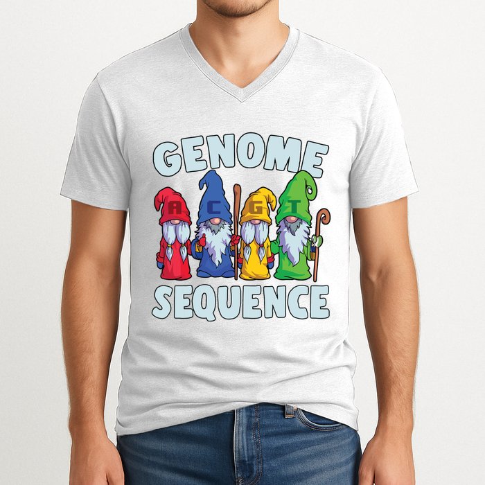 Genome Sequence Funny Gnome Biology Physics Science Pun V-Neck T-Shirt