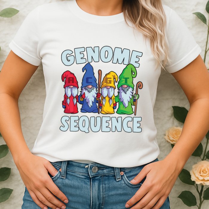 Genome Sequence Funny Gnome Biology Physics Science Pun Womens T-Shirt