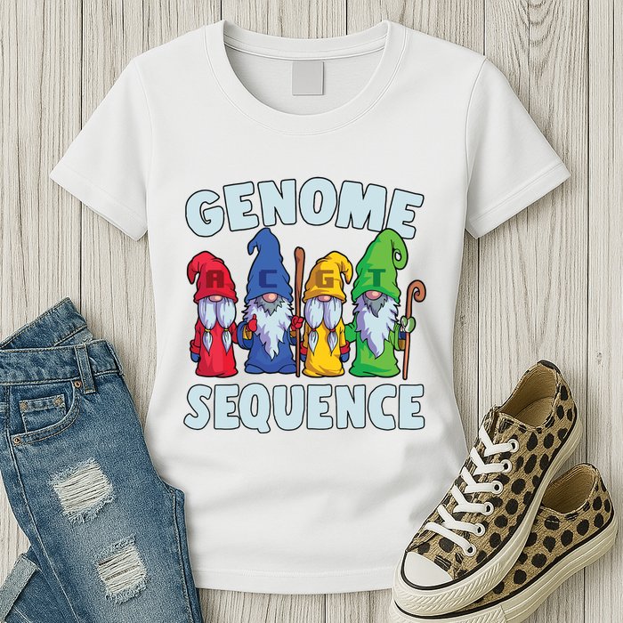 Genome Sequence Funny Gnome Biology Physics Science Pun Womens T-Shirt