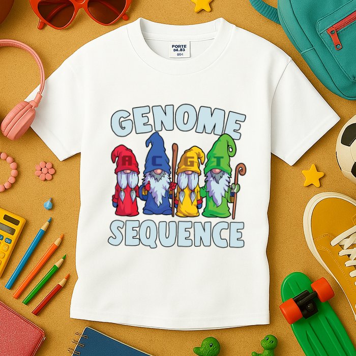Genome Sequence Funny Gnome Biology Physics Science Pun Kids T-Shirt