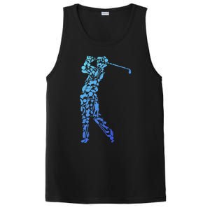 Golfer Silhouette Filled With Golf Things Meaningful Gift PosiCharge Competitor Tank