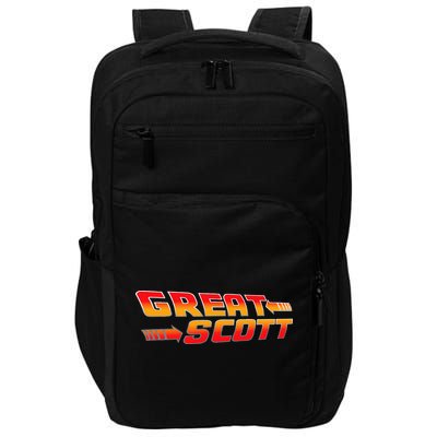 Great Scott Funny Time Traveler Mad Scientist Inventor Impact Tech Backpack
