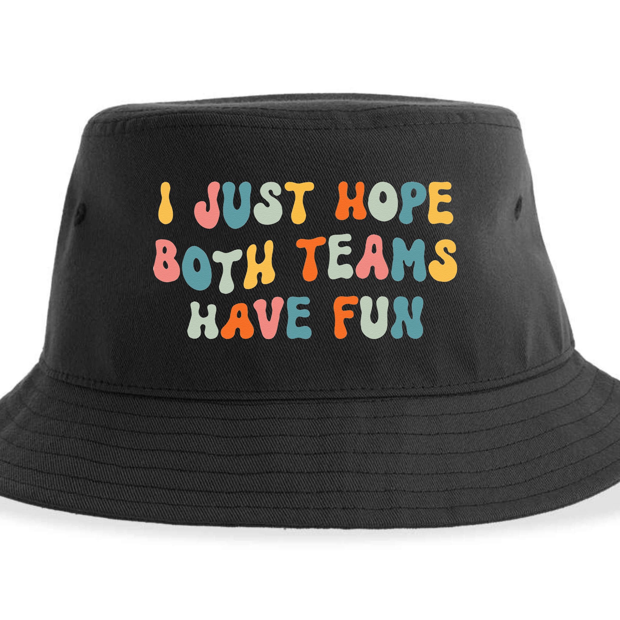 Groovy style Funny Football, I Just Hope Both Teams Have Fun Sustainable Bucket Hat