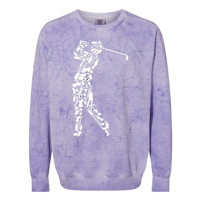 Golfer Silhouette Filled With Golf Things Gift Colorblast Crewneck Sweatshirt