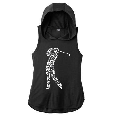 Golfer Silhouette Filled With Golf Things Gift Ladies PosiCharge Tri-Blend Wicking Draft Hoodie Tank