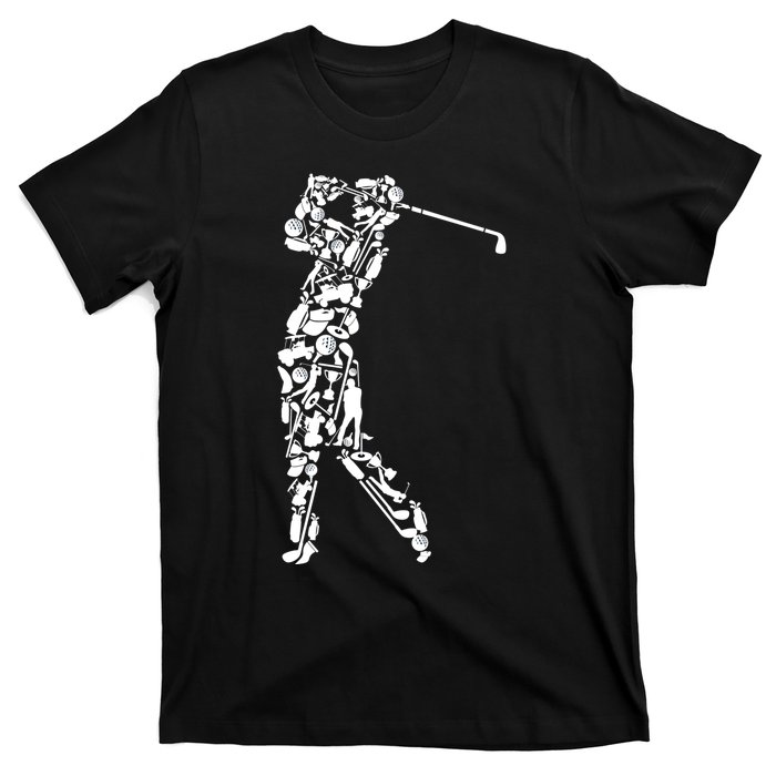 Golfer Silhouette Filled With Golf Things Gift T-Shirt