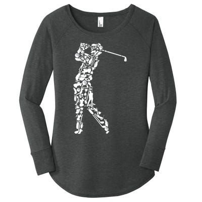 Golfer Silhouette Filled With Golf Things Gift Women's Perfect Tri Tunic Long Sleeve Shirt