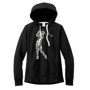 Golfer Silhouette Filled With Golf Things Gift Women's Fleece Hoodie