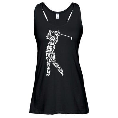 Golfer Silhouette Filled With Golf Things Gift Ladies Essential Flowy Tank