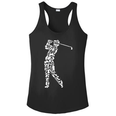 Golfer Silhouette Filled With Golf Things Gift Ladies PosiCharge Competitor Racerback Tank