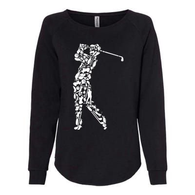 Golfer Silhouette Filled With Golf Things Gift Womens California Wash Sweatshirt