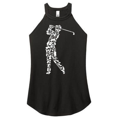 Golfer Silhouette Filled With Golf Things Gift Women's Perfect Tri Rocker Tank