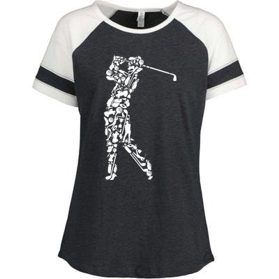 Golfer Silhouette Filled With Golf Things Gift Enza Ladies Jersey Colorblock Tee