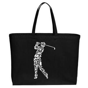 Golfer Silhouette Filled With Golf Things Gift Cotton Canvas Jumbo Tote