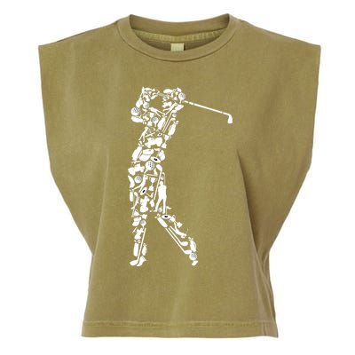 Golfer Silhouette Filled With Golf Things Gift Garment-Dyed Women's Muscle Tee