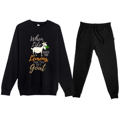 Goat Stuff For Goat Lovers | Farm Animal Meme Pun Funny Goat Premium Crewneck Sweatsuit Set