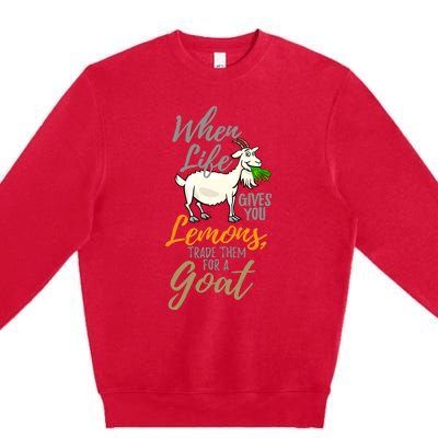 Goat Stuff For Goat Lovers | Farm Animal Meme Pun Funny Goat Premium Crewneck Sweatshirt