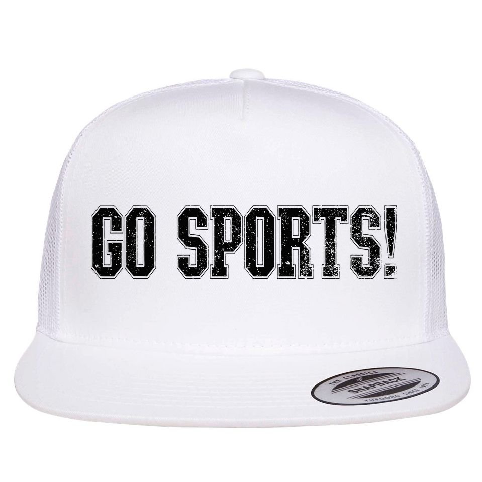 Go Sports! Funny Vintage Sports Clueless Sport Fan Go Sports Flat Bill Trucker Hat