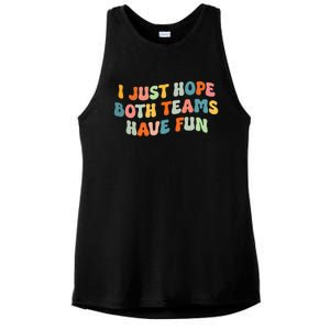 Groovy style Funny Football, I Just Hope Both Teams Have Fun Ladies PosiCharge Tri-Blend Wicking Tank