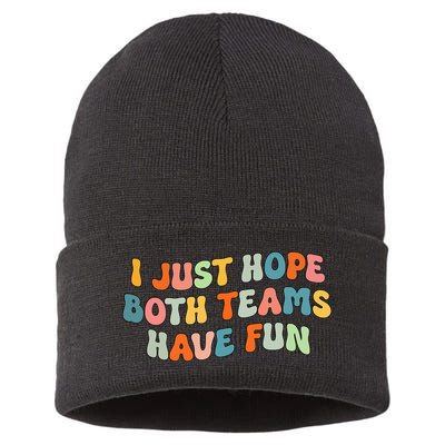 Groovy style Funny Football, I Just Hope Both Teams Have Fun Sustainable Knit Beanie