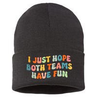 Groovy style Funny Football, I Just Hope Both Teams Have Fun Sustainable Knit Beanie