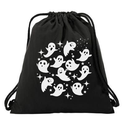 Ghostly Stars Fall Drawstring Bag