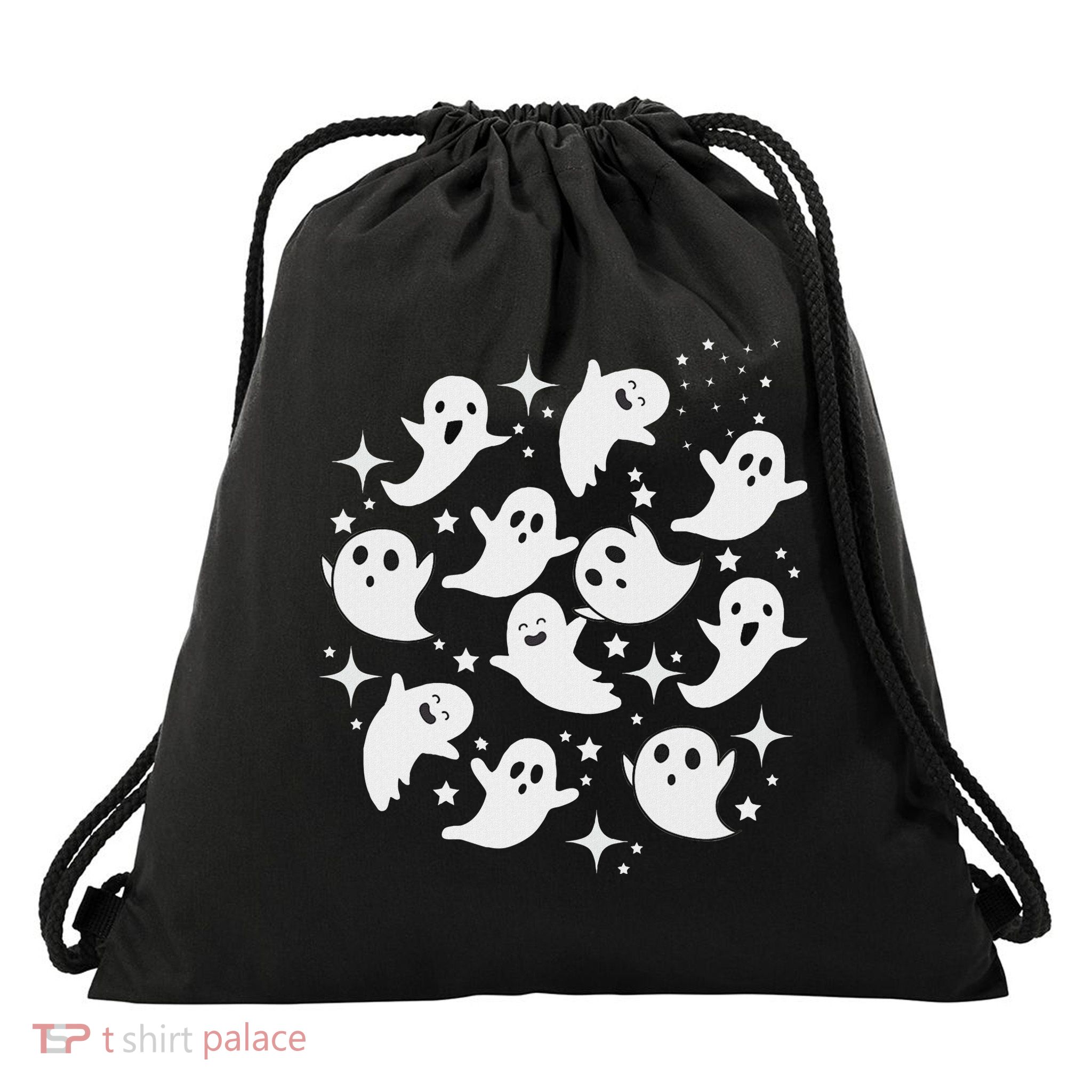 Ghostly Stars Fall Drawstring Bag