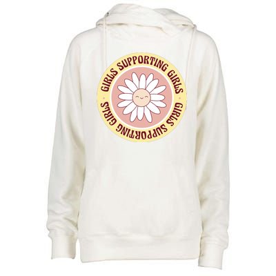 Girls Supporting Girls Sunflower Feminist Womens Funnel Neck Pullover Hood