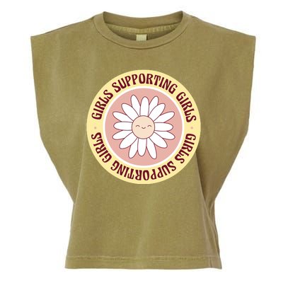 Girls Supporting Girls Sunflower Feminist Garment-Dyed Women's Muscle Tee