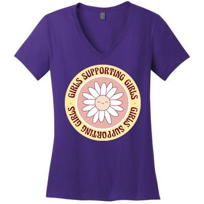 Girls Supporting Girls Sunflower Feminist Women's V-Neck T-Shirt