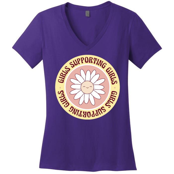 Girls Supporting Girls Sunflower Feminist Women's V-Neck T-Shirt