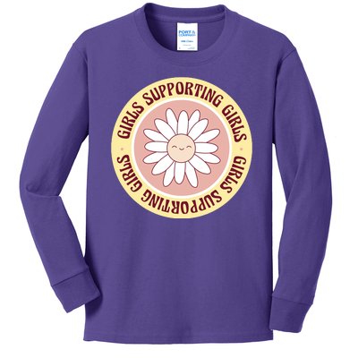 Girls Supporting Girls Sunflower Feminist Kids Long Sleeve Shirt