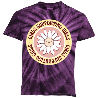 Girls Supporting Girls Sunflower Feminist Kids Tie-Dye T-Shirt