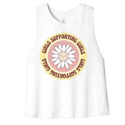 Girls Supporting Girls Sunflower Feminist Women's Racerback Cropped Tank