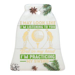 Golf Swing Golfer Joke For Golfing Sport Player Lover Fans Ceramic Bell Ornament