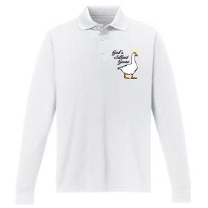 God's Silliest Goose Performance Long Sleeve Polo