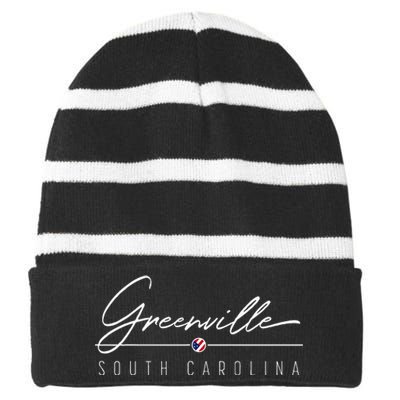 Greenville Sc Striped Beanie with Solid Band