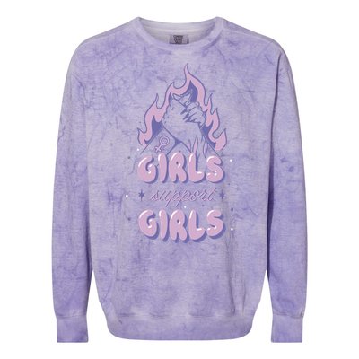 Girls Support Girls Feminism Colorblast Crewneck Sweatshirt