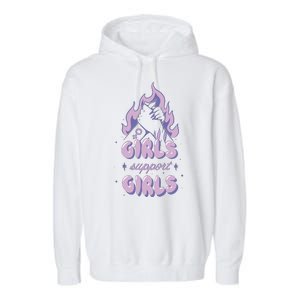 Girls Support Girls Feminism Garment-Dyed Fleece Hoodie