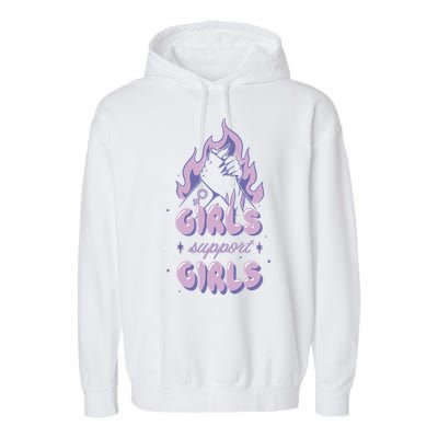 Girls Support Girls Feminism Garment-Dyed Fleece Hoodie