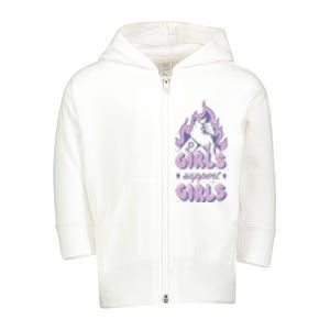 Girls Support Girls Feminism Toddler Zip Fleece Hoodie