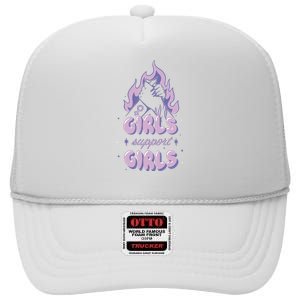 Girls Support Girls Feminism High Crown Mesh Back Trucker Hat