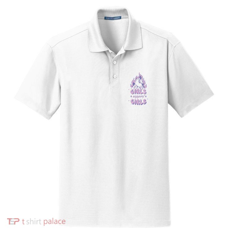 Girls Support Girls Feminism Dry Zone Grid Polo