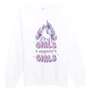 Girls Support Girls Feminism Premium Crewneck Sweatshirt