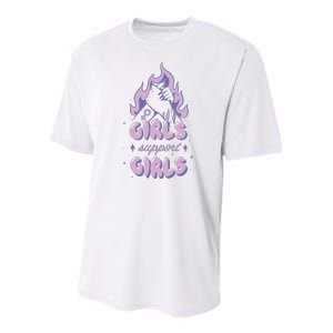 Girls Support Girls Feminism Youth Performance Sprint T-Shirt