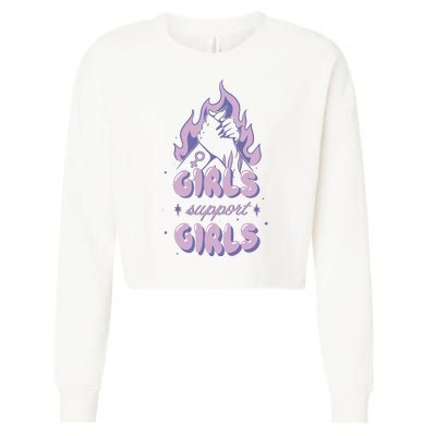 Girls Support Girls Feminism Cropped Pullover Crew