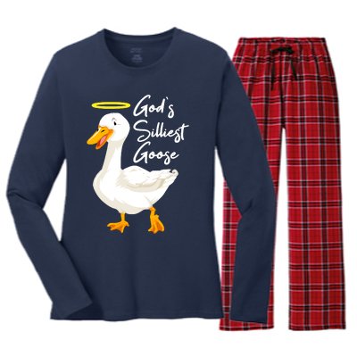 Gods Silliest Goose Women's Long Sleeve Flannel Pajama Set 